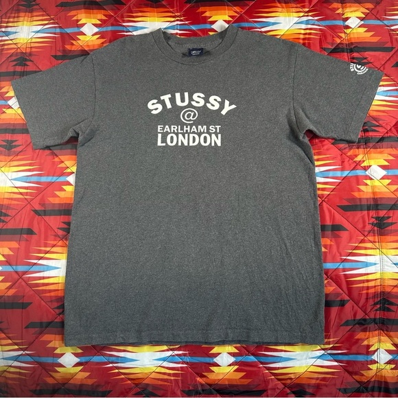 Vintage 90's Stussy T Shirt Men’s Size Medium Gray Made In USA Skateboarding